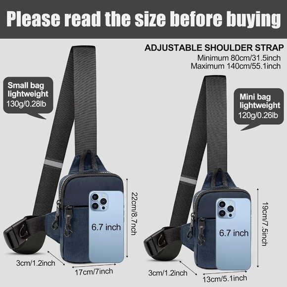 Reflective Mini Chest Bag with Detachable Strap - Ideal for Outdoors & Travel - Picture 2 of 7